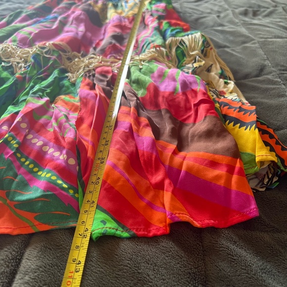 FARM Rio Palila Fringe Tropical Print Midi Dress Multicolor NWT - Picture 7 of 10